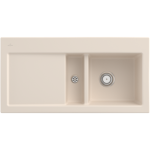 Villeroy und Boch Villeroy & Boch Subway 60 Einbauspüle 671201FU rechts, 1000 x 510 mm, mit Ablaufgarnitur und Handbetätigung, Ivory