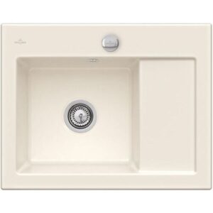 Villeroy und Boch Villeroy & Boch Subway 45 Compact Einbauspüle 331202KR links, mit Ablaufgarnitur und Exzenterbetätigung, 650 x 510 mm, Crema