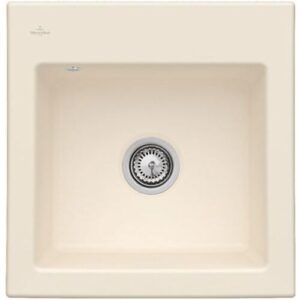 Villeroy und Boch Subway 50 S Einbauspüle 331501FU mit Ablaufgarnitur, 525 x 510 mm, Handbetätigung, ivory CeramicPlus