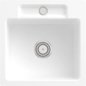 Villeroy und Boch Siluet Flächenbündige Spüle 33451FRW mit Ablaufgarnitur und Handbetätigung, Stone White