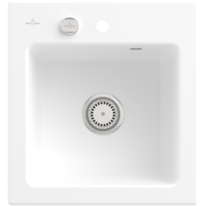 Villeroy und Boch Villeroy & Boch Subway 45 XS Einbauspüle 678102RW mit Ablaufgarnitur und Exzenterbetätigung, 475 x 510 mm, Stone White