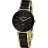 Keramikuhr JACQUES LEMANS „Monaco“, schwarz (schwarz, goldfarben), Armbanduhren, Damen, Quarzuhr, Armbanduhr, Damenuhr, gehärtetes Crystexglas
