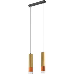 Lamkur Pendelleuchte gold Glas Stahl B/H/L: ca. 8x105x30 cm GU10 2 Brennstellen