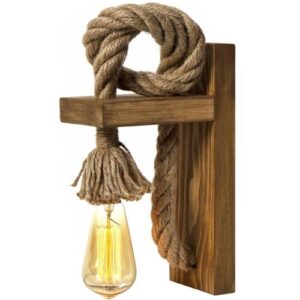 Opviq Wandleuchte Erebos braun gold Holz B/H/T/L: ca. 30x10x30x18 cm E27 1 Brennstellen