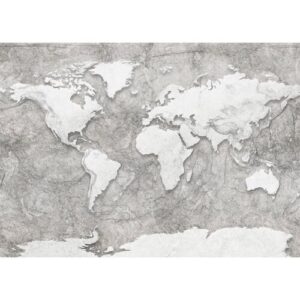 Vliestapete KOMAR „Digitaldruck Vlies – World Relief – Größe 350 x 250 cm“, schwarz (schwarz, weiß), B:350m L:250m, Vlies, Tapeten, Wohnzimmer, Schlafzimmer