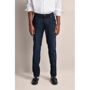 5-Pocket-Jeans BUGATTI „Basic Essentials“, Herren, Gr. 44, Länge 34, blau (dunkelblau used), 92% Baumwolle, 6% Polyester, 2% Elasthan, Jeans 5-Pocket-Jeans, Flexcity-Stretch
