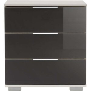 Nachtkonsole WIMEX „Easy“, weiß (weiß, grauglas), B:52cm H:56cm T:38cm, Sideboards, Nachtkonsole, mit Glas- oder Spiegelfront