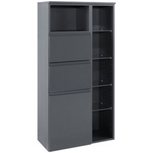 Midischrank CARDIFF 65 x 130 cm Graphit Hochglanz