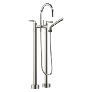 Dornbracht Tara. Wannen-Zweiloch-Armatur 25943882-06 Griffhebel, freistehend, mit Garnitur, platin matt