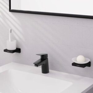 Hansgrohe Logis Einhebel-Waschtisch-Armatur 71073670 ohne Ablaufgarnitur, mit CoolStart, Ausladung 107mm, mattschwarz