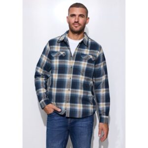 Langarmhemd STREET ONE MEN, Herren, Gr. 3XL (48), US-Größen, blau (schwarz ink blau), Web, 100% Baumwolle, kariert, normal normal, V-Ausschnitt, abgesteppt, Hemden, aus reiner Baumwolle