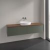 Villeroy & Boch Antao Waschbeckenunterschrank, 160 x 36 cm, 2 Auszüge, Front mit Struktur, ohne Hahnloch, für Waschtisch mittig