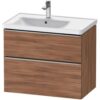 Duravit D-Neo Waschtischunterbau für Becken links 78,4 x 62,5 cm, 2 Auszüge, Griff edelstahl gebürstet