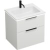 burgbad Eqio Waschtischkombination mit Mineralguss-Waschtisch und LED-Beleuchtung, 62 cm, mit Griff G0200