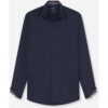 Langarmhemd OLYMP „No. Six“, Herren, Gr. 44, N-Gr, blau (marine), Web, Obermaterial: 97% Baumwolle, 3% Elastolefin, unifarben, slim fit normal, 2-Knopf-Manschette verstellbar, Hemden, Businesshemd, Kentkragen, Super Slim