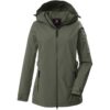Funktionsjacke „GS 114 WMN JCKT“, Damen, Gr. 42, olivgrün, Oberseite: 100% Polyester.Rückseite: 100% Polyester.Futter: 100% Polyester.Futter 2:, G.I.G.A. DX BY KILLTEC, Jacken Funktionsjacke, Atmungsaktiv, winddicht, wasserabweisend, Teflon EcoElite™