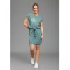 Shirtkleid KANGAROOS, Damen, Gr. 36/38, N-Gr, grün (petrol), Single Jersey, Obermaterial: 50% Baumwolle, 50% Modal, figurumspielend ca. Mitte Oberschenkel, Rundhals, angeschnitten abgesteppte Kante, Kleider Shirtkleid, mit Pusteblume, für Casualmode und S