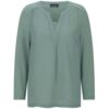 Kurzarmbluse GOLDNER „Elegantes Chiffonshirt mit Jersey-Details“, Damen, Gr. 52, grün (salbei), Obermaterial: 50% Polyester PES. 47% Viskose CV. 3% Elasthan EL., eng Gerade, Blusen, Schlitz