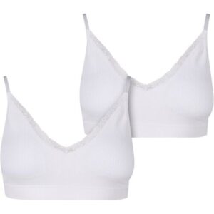 Sport-BH URBAN CLASSICS „Urban Classics Ladies Padded Rip Bra 2-Pack“, Damen, Gr. M, Cup 0, weiß, weiß, 92% Nylon, 8% Elasthan, BHs Sport-BH