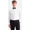 Smokinghemd SEIDENSTICKER, Herren, Gr. S (38), normale Ärmellängen, weiß, 100% Baumwolle, unifarben, tailored fit, Doppelmanschette, Hemden, Shaped 1/1 Kentkragen Uni