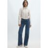 Stradivarius Cropped-Bikerjacke aus Kunstleder  Ecru M