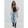 Stradivarius Midi-Mantel mit Knopf  Ecru XS