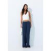 Stradivarius Gerade Hose in Leinen-Optik  Dunkelblau M