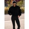 Stradivarius Cropped-Sweatshirt mit Stehkragen  Schwarz S