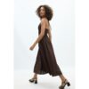 Stradivarius Midikleid mit Neckholder und Perlenbesatz  Braun XS