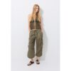 Stradivarius Besticktes Neckholder-Top mit Glitzer  Khaki XL
