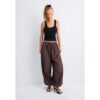 Stradivarius Puffärmel-Hose mit Karomuster  Helles Camel XL