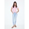 Stradivarius D09 Skinny-Jeans mit hohem Bund  HELLBLAUER DENIM-WASHED-LOOK 42