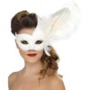 RUBIES NL Venezianische Federmaske weiss