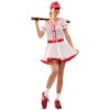 EUROCARNAVALES Baseballspielerin-Kostüm Sportliches Karneval-Kostüm für Damen weiss-rot – female