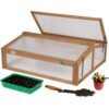 needs&wants® Frühbeet Aufsatz klein aus Holz Bausatz, Frühbeetkasten mit Abdeckung Gewächshaus mit Deckel wetterfest für Garten Balkon Outdoor, 90x82x32 cm, Polycarbonat, dunkel-braun