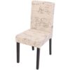 MCW Esszimmerstuhl Littau, Küchenstuhl Stuhl, Stoff/Textil ~ Schriftzug creme, dunkle Beine