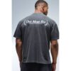 Herren Noch Eine Wiederholung Gewaschenes Übergroßes Verlängertes Hals Oberteil   Black   Größe Large   BOOHOOMAN