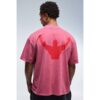 Herren Ein Weiterer Satz Gewaschenes Übergroßes T-Shirt Mit Verlängertem Halsausschnitt   Red   Größe Medium   BOOHOOMAN