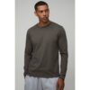 Herren Essential Langarm-Shirt In Regulärer Passform   Khaki   Größe XS   BOOHOOMAN
