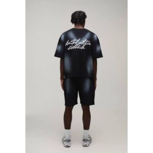 Herren Gewaschenes Übergroßes Kastenförmiges Limitiertes Oberteil & Shorts Set   Black   Größe Large   BOOHOOMAN