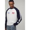 Herren Übergroßes Kastenförmiges Moto-Waffel-Raglan-Langarm-Oberteil   Navy   Größe XL   BOOHOOMAN