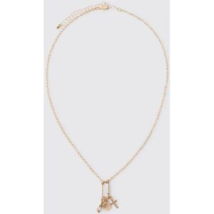 Herren Goldene Anhänger-Charm-Halskette   BOOHOOMAN