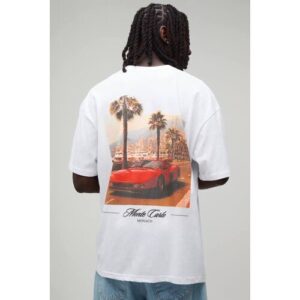 Herren Weißes Übergroßes Monte Carlo Fotodruck Oberteil   White   Größe 5XL   BOOHOOMAN