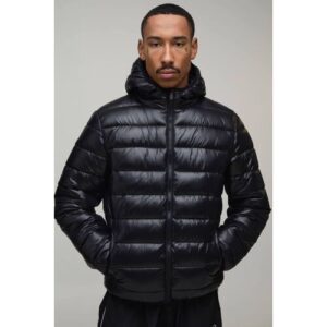 Herren Normal Geschnittene Leichte Steppjacke Mit Scuba-Einsätzen   Black   Größe XS   BOOHOOMAN