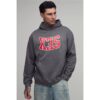 Herren Großer Anthrazit Übergroßer Slogan College-Druck Kapuzenpullover   Charcoal   Größe Small   BOOHOOMAN
