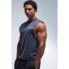 Herren One More Rep Gewaschenes Normal Geschnittenes Trägershirt   Navy   Größe Large   BOOHOOMAN