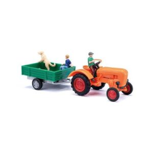 BUSCH 50052 H0 / 1:87 Allgaier A 111 L Einachsanhänger und Figuren