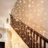 Lights4fun Core Connect 4m x 2m 384er LED Lichtervorhang warmweiß koppelbar transparentes Kabel