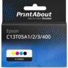 PrintAbout Druckerpatrone kompatibel mit Epson C13T05A1/2/3/400 – 4-farbig – Hohe Kapazität – Multipack