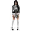 Horror-Shop Langärmliges Skelett Minikleid mit Kragen